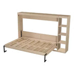 Lit escamotable simple Whisen avec étagère et rangement intégrés – Design LVL/MDF robuste et peu encombrant, pas besoin de sommier tapissier