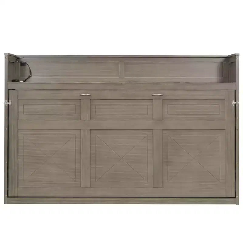 Lit escamotable simple Whisen avec étagère et rangement intégrés – Design LVL/MDF robuste et peu encombrant, pas besoin de sommier tapissier