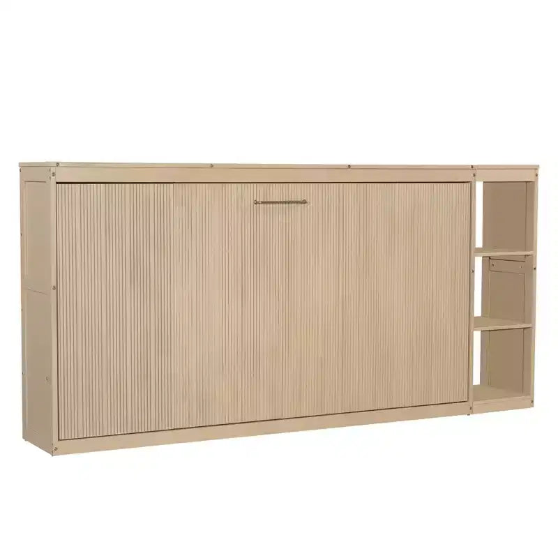 Lit escamotable simple Whisen avec étagère et rangement intégrés – Design LVL/MDF robuste et peu encombrant, pas besoin de sommier tapissier