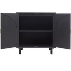 Élégant meuble de rangement en rotin, buffet à 2 portes avec pieds en bois de pin massif pour chambre, salon, bureau - ModernLuxe