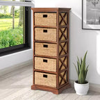 eHemco Hampton Meadows Meuble de rangement d'appoint à 5 niveaux en X avec 5 paniers en jacinthe d'eau naturelle
