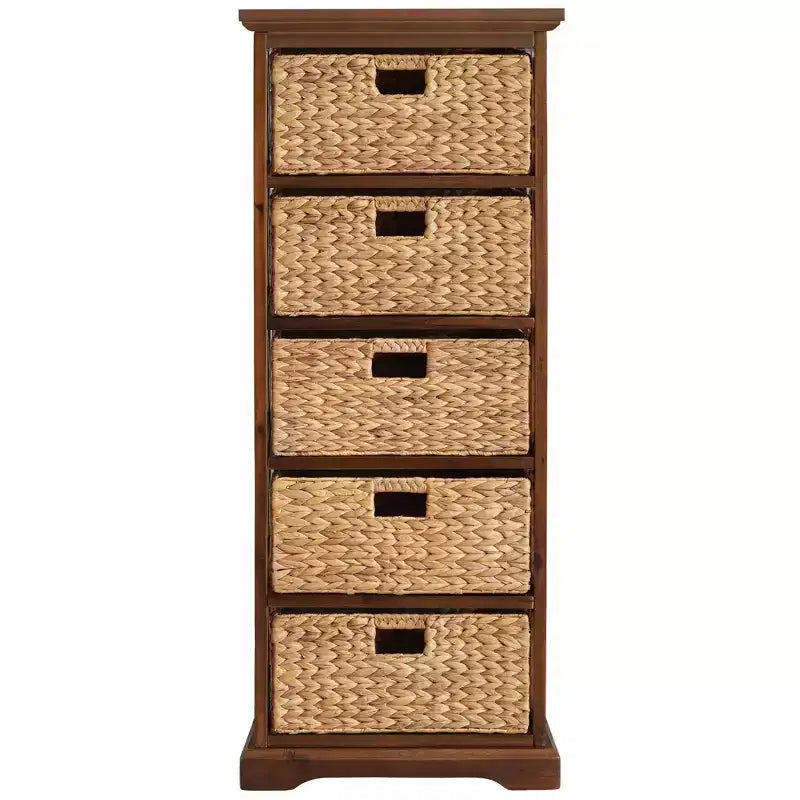 eHemco Hampton Meadows Meuble de rangement d'appoint à 5 niveaux en X avec 5 paniers en jacinthe d'eau naturelle