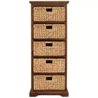 eHemco Hampton Meadows Meuble de rangement d'appoint à 5 niveaux en X avec 5 paniers en jacinthe d'eau naturelle