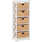eHemco Hampton Meadows Meuble de rangement d'appoint à 5 niveaux en X avec 5 paniers en jacinthe d'eau naturelle