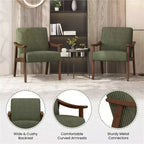 Yaheetech Lot de 2 Fauteuils Modernes du Milieu du Siècle avec Pieds en Bois Massif pour Salon, Chambre à Coucher, Chambre d'amis