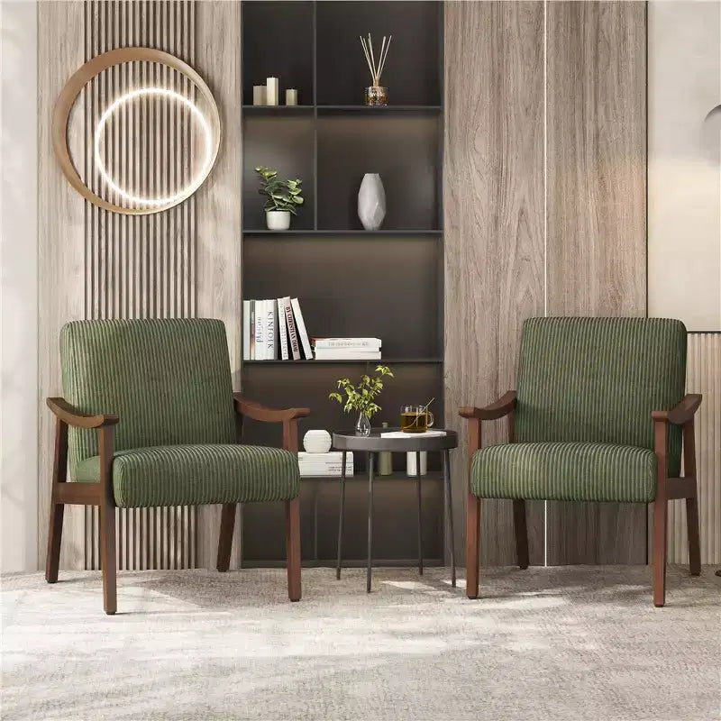 Yaheetech Lot de 2 Fauteuils Modernes du Milieu du Siècle avec Pieds en Bois Massif pour Salon, Chambre à Coucher, Chambre d'amis