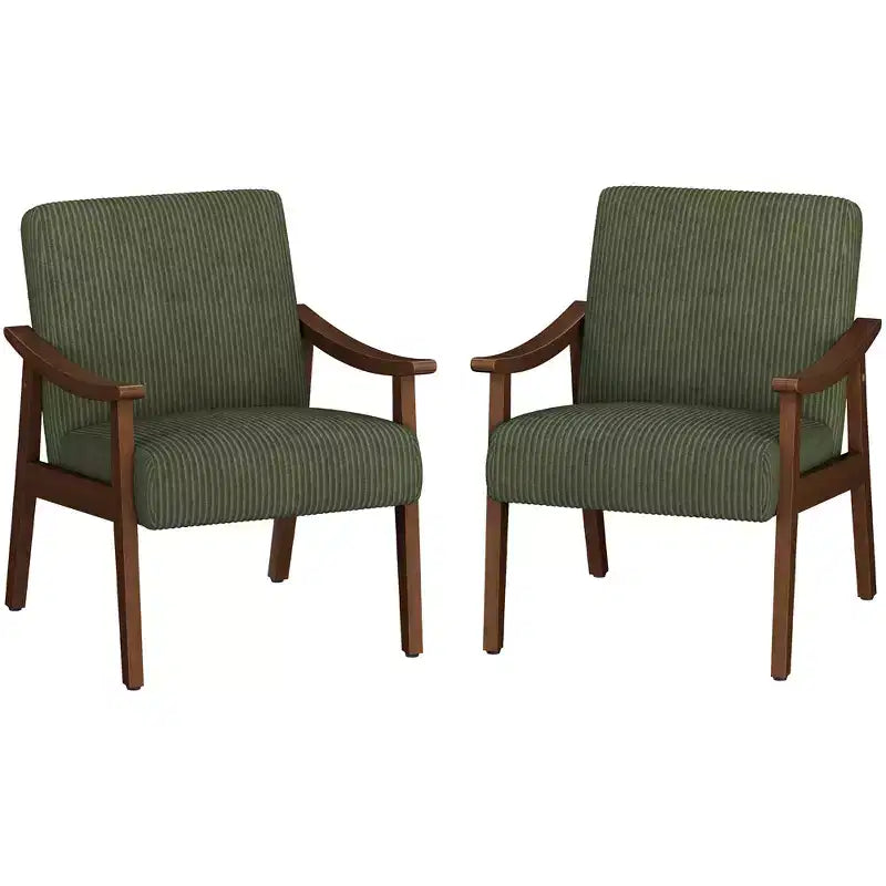 Yaheetech Lot de 2 Fauteuils Modernes du Milieu du Siècle avec Pieds en Bois Massif pour Salon, Chambre à Coucher, Chambre d'amis