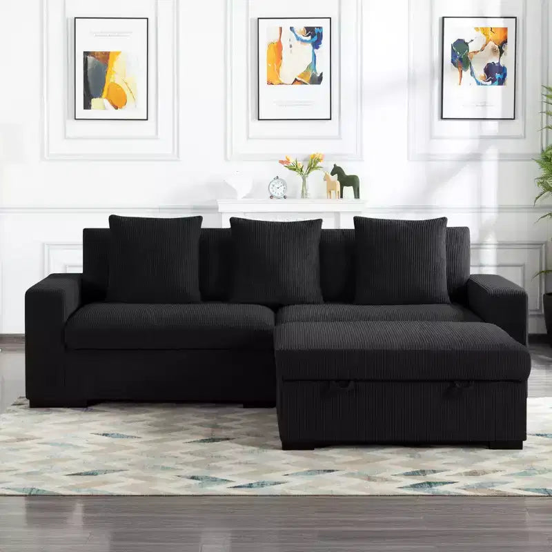 Canapé sectionnel modulaire 103,5 avec ottoman, canapé d'intérieur en velours côtelé