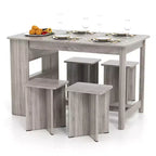 Ensemble de table à manger Costway 5 pièces avec étagère de rangement Table de cuisine rectangulaire avec 4 tabourets Beige/Gris