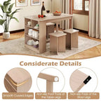 Ensemble de table à manger Costway 5 pièces avec étagère de rangement Table de cuisine rectangulaire avec 4 tabourets Beige/Gris