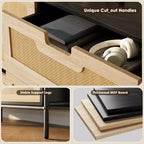 Commode haute Whizmax à 6 tiroirs pour chambre, organisateur de rangement en rotin pour placard, salon, couloir, entrée