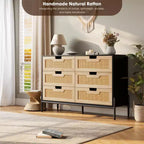 Commode haute Whizmax à 6 tiroirs pour chambre, organisateur de rangement en rotin pour placard, salon, couloir, entrée