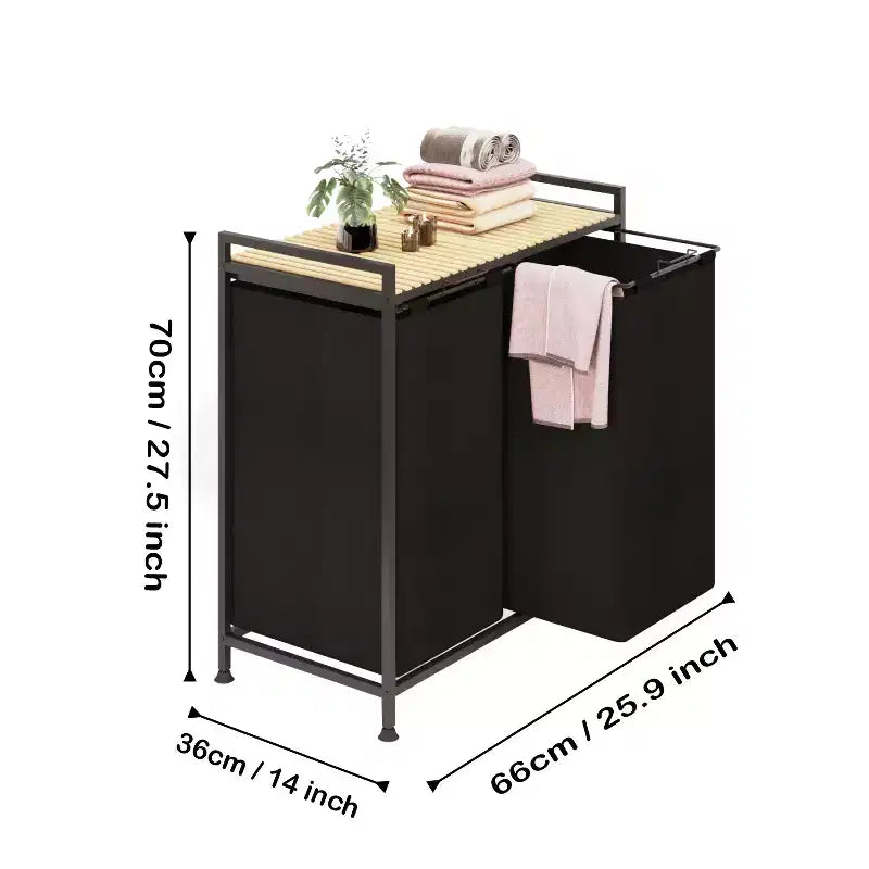 Panier à linge 2 compartiments avec couvercle Grand panier à linge sale de 123 L