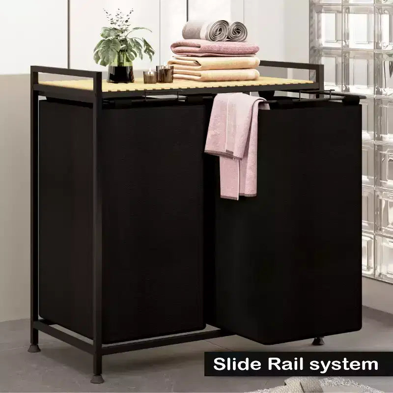 Panier à linge 2 compartiments avec couvercle Grand panier à linge sale de 123 L