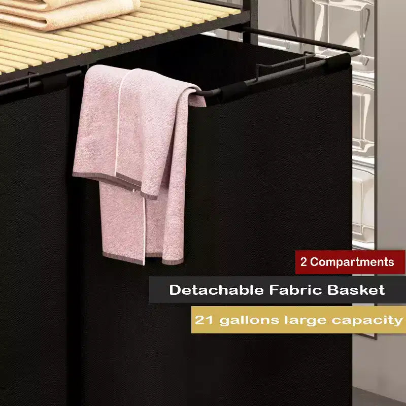 Panier à linge 2 compartiments avec couvercle Grand panier à linge sale de 123 L