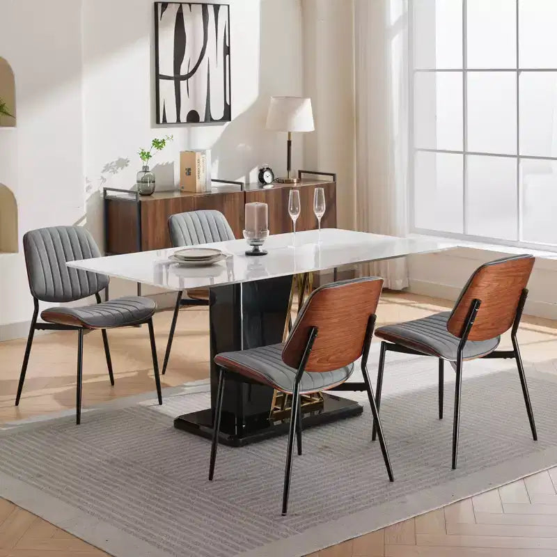 Chaises de salle à manger Vatros, lot de 2, style rétro moderne du milieu du siècle, en similicuir