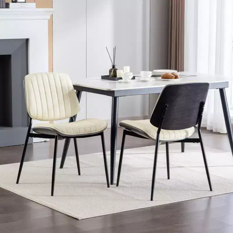 Chaises de salle à manger Vatros, lot de 2, style rétro moderne du milieu du siècle, en similicuir