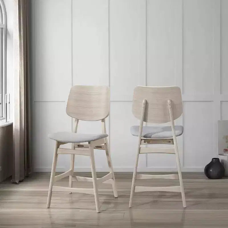 New Classic Furniture, chaises de comptoir de salle à manger Oscar Wood en frêne blanc (lot de 2)