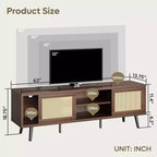 Meuble TV Bestier 63" style milieu de siècle pour téléviseurs jusqu'à 75", meuble TV avec placards de rangement et étagères ouvertes pour salon