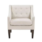 Fauteuil Okak - Chaise de salon contemporaine avec coussin en tissu capitonné - Fauteuil confortable pour salon de lecture et chambre à coucher