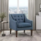 Fauteuil Okak - Chaise de salon contemporaine avec coussin en tissu capitonné - Fauteuil confortable pour salon de lecture et chambre à coucher