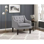 Fauteuil Okak - Chaise de salon contemporaine avec coussin en tissu capitonné - Fauteuil confortable pour salon de lecture et chambre à coucher