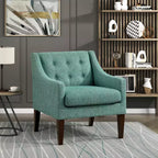 Fauteuil Okak - Chaise de salon contemporaine avec coussin en tissu capitonné - Fauteuil confortable pour salon de lecture et chambre à coucher