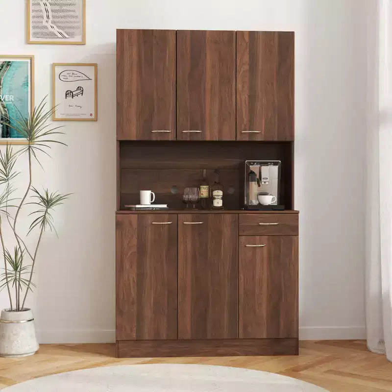CLIHOME Armoire haute 6 portes 180 cm, buffet de cuisine