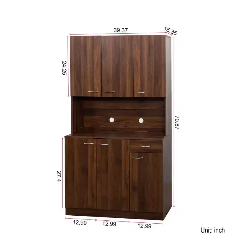 CLIHOME Armoire haute 6 portes 180 cm, buffet de cuisine
