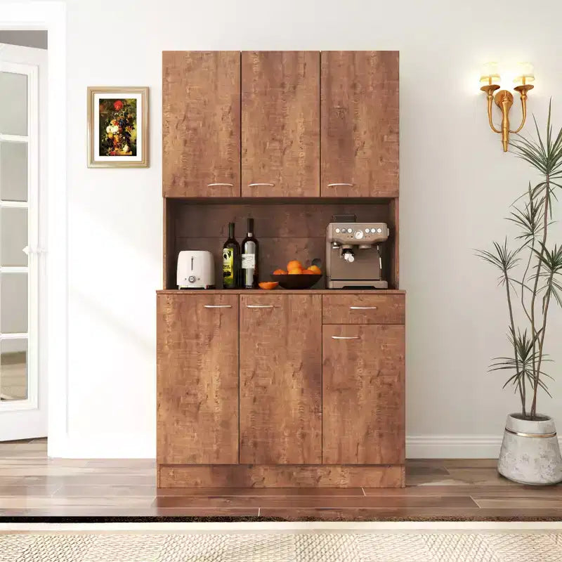 CLIHOME Armoire haute 6 portes 180 cm, buffet de cuisine