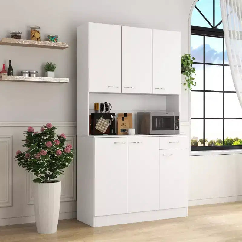 CLIHOME Armoire haute 6 portes 180 cm, buffet de cuisine