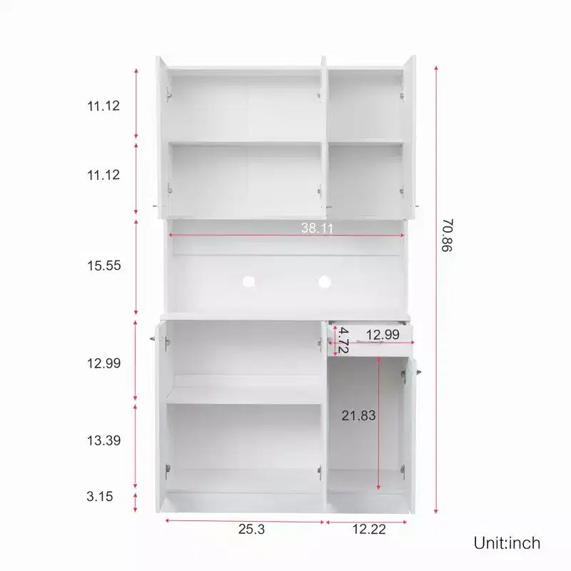 CLIHOME Armoire haute 6 portes 180 cm, buffet de cuisine