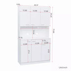 CLIHOME Armoire haute 6 portes 180 cm, buffet de cuisine