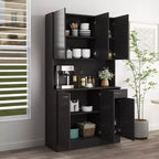 CLIHOME 70.87 6 Doors Tall Wardrobe Storage Cabinets, Kitchen Sideboard Buffet Cabinet