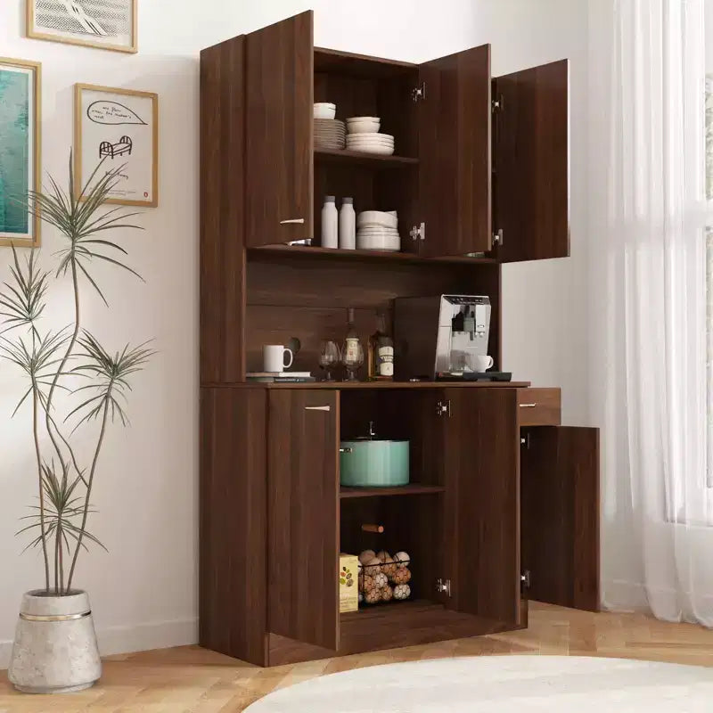 CLIHOME Armoire haute 6 portes 180 cm, buffet de cuisine