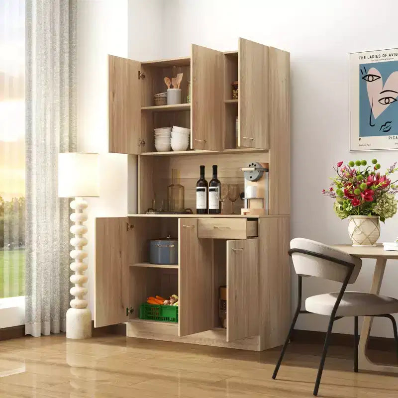 CLIHOME Armoire haute 6 portes 180 cm, buffet de cuisine