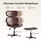Chaise de bureau pivotante Bestier avec pouf, chaise de bureau inclinable avec dossier haut et appui-tête réglables, chaise de jeu ergonomique en PU