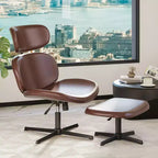 Chaise de bureau pivotante Bestier avec pouf, chaise de bureau inclinable avec dossier haut et appui-tête réglables, chaise de jeu ergonomique en PU