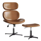 Chaise de bureau pivotante Bestier avec pouf, chaise de bureau inclinable avec dossier haut et appui-tête réglables, chaise de jeu ergonomique en PU