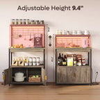 Étagère de cuisine Bestier Bakers avec prise de courant, meuble de cuisine micro-ondes réglable en hauteur de 45 à 55 pouces avec armoire de rangement, support de cuisine avec 10 crochets en S