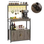 Étagère de cuisine Bestier Bakers avec prise de courant, meuble de cuisine micro-ondes réglable en hauteur de 45 à 55 pouces avec armoire de rangement, support de cuisine avec 10 crochets en S