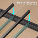 Cadre de lit double Bestier, lit plateforme à LED avec tête de lit de rangement et station de charge
