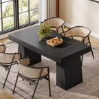 Table à manger en bois Lantine de 55 pouces pour 4 à 6 personnes, table de salle à manger rectangulaire avec pieds robustes