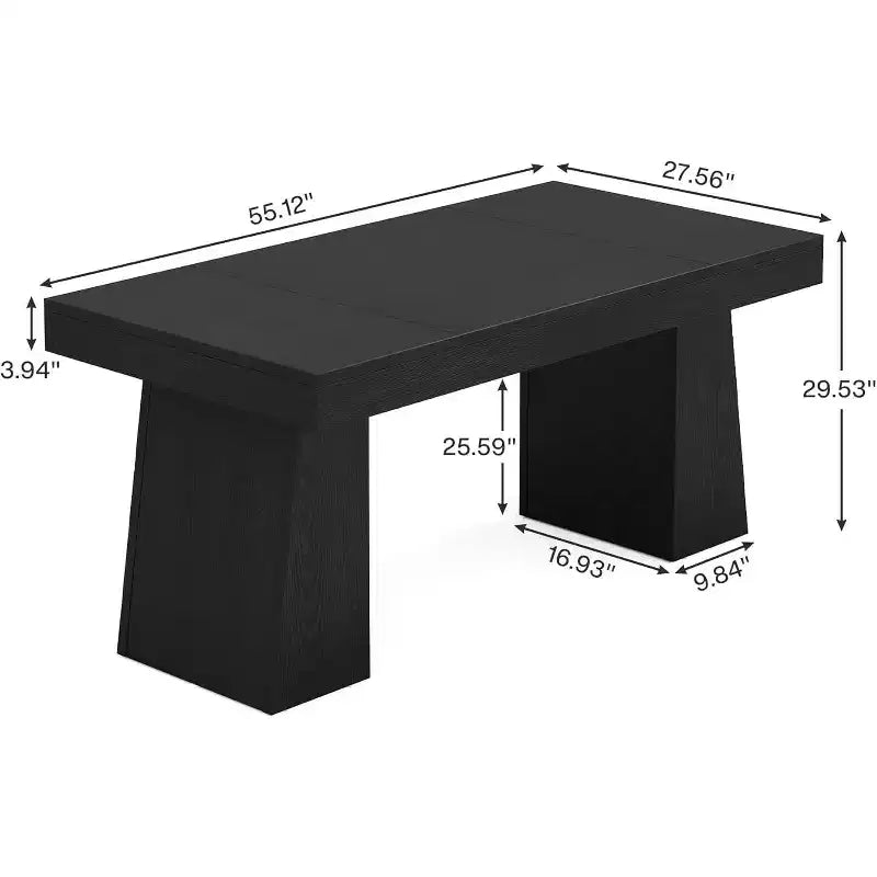 Table à manger en bois Lantine de 55 pouces pour 4 à 6 personnes, table de salle à manger rectangulaire avec pieds robustes