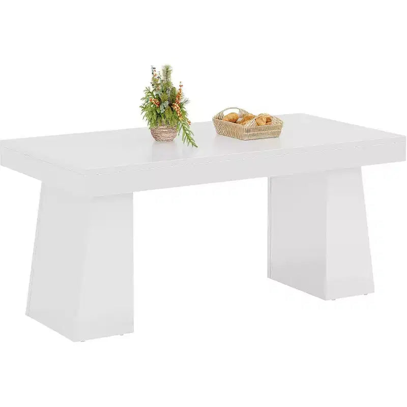 Table à manger en bois Lantine de 55 pouces pour 4 à 6 personnes, table de salle à manger rectangulaire avec pieds robustes