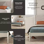 Ensemble de chambre à coucher Roundhill Furniture Feeney 3 pièces, lit plateforme avec deux tables de chevet, blanc crème, grand lit