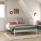 Ensemble de chambre à coucher Roundhill Furniture Feeney 3 pièces, lit plateforme avec deux tables de chevet, blanc crème, grand lit