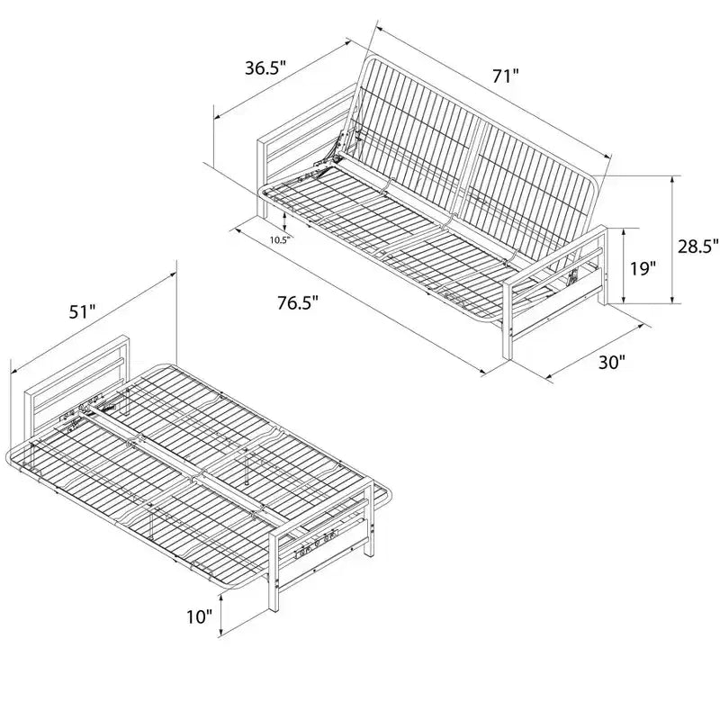 Cadre de futon en métal DHP Miles