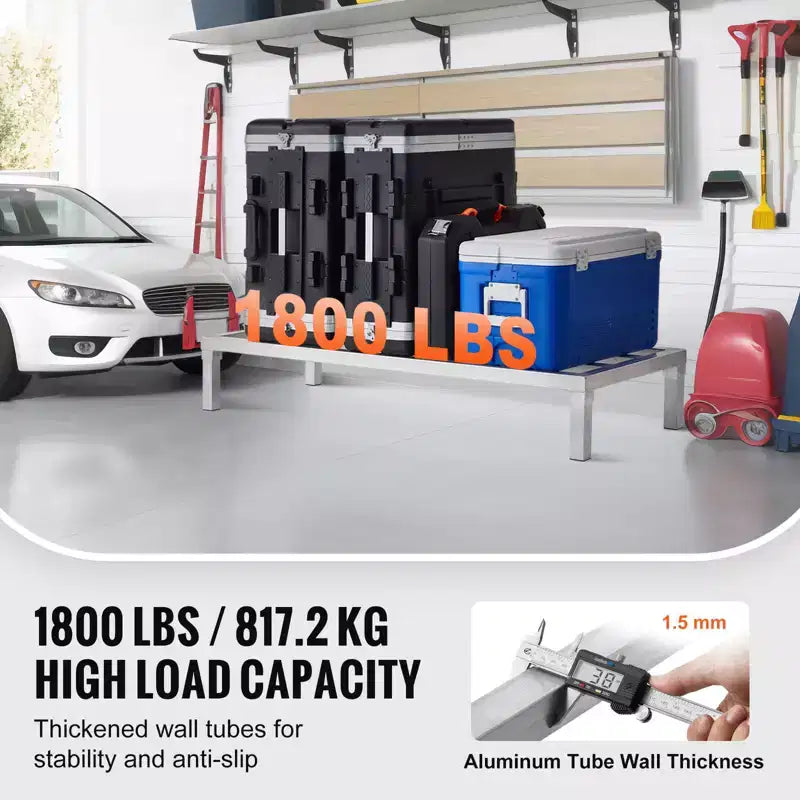 VEVOR Étagère de stockage en aluminium, 48 x 20 po, pour denrées alimentaires, surélevée de 8 po, capacité de 816,5 kg, soudée en aluminium