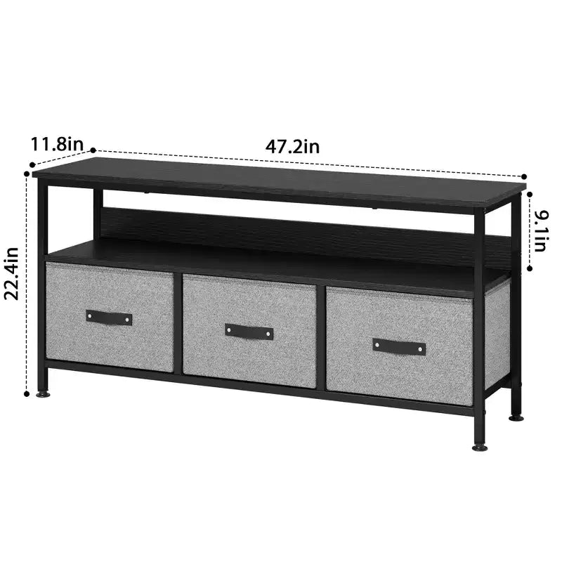 Meuble TV avec Rangement, Petit Meuble Télé de 55 Pouces avec Tiroirs et Étagères, Meuble Console TV & Multimédia pour Salon, Chambre à Coucher